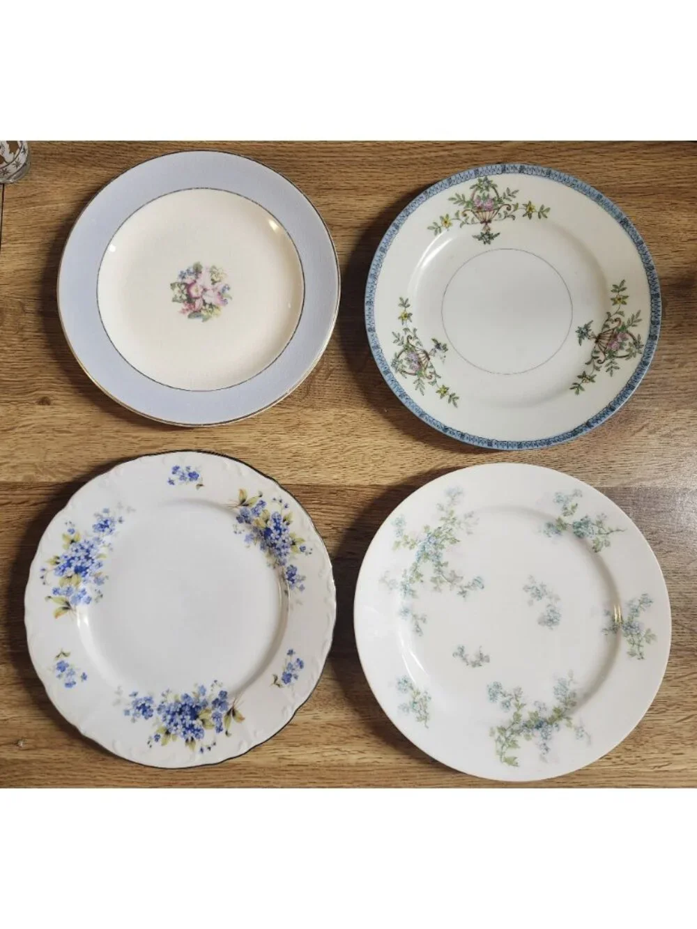 Mismatched Lunch or Salad Plates ~Blues~ Porcelain China Set of 4